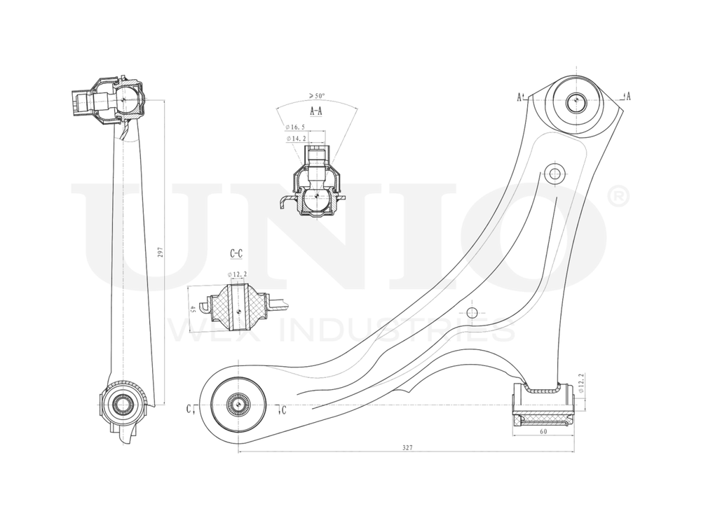 Рычаг подвески поперечный передний нижний левый UNIO SSP-40161
