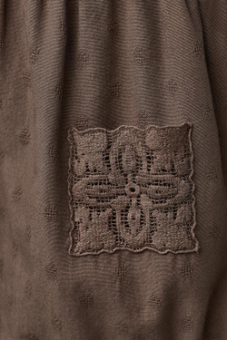 ZARA КОМБИНЕЗОН С КРУЖЕВНОЙ ВЫШИВКОЙ, КОРИЧНЕВЫЙ