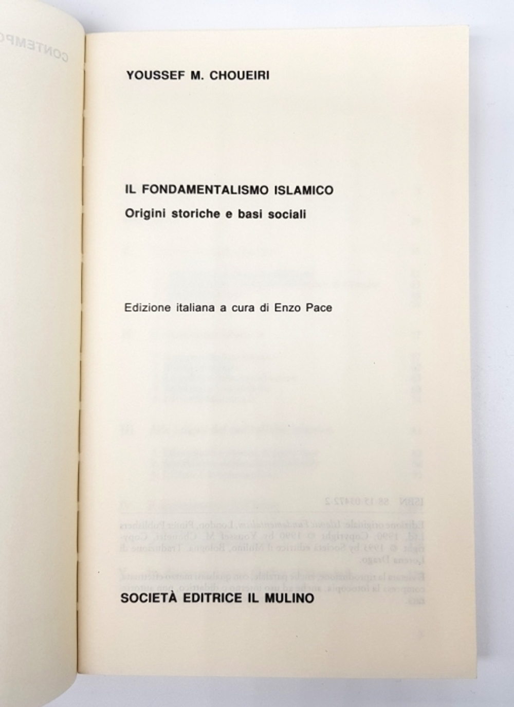 "Il fondamenralismo Islamico. Origini storiche e basi sociall ". Youssef Choueiri