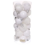 Новогодние шары 5 см (набор 24 шт) «Микс фактур», белоснежный
