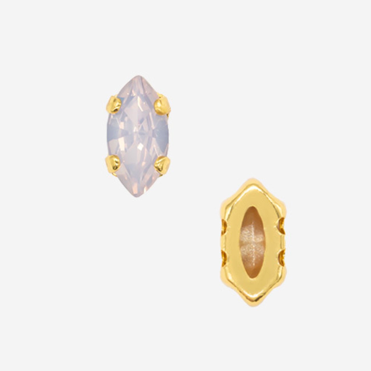 Кристалл Маркиз (Marquise Fancy Stone) в цапах, оттенок "Розовый Опал"/"Rose Water Opal", 6*3мм, позолота