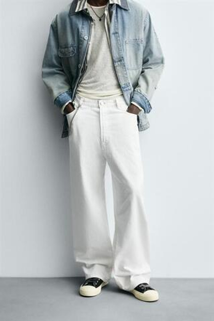 ZARA ДЖИНСЫ BAGGY FIT, БЕЛЫЙ