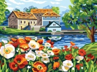 "У пруда"-10505 канва с рисунком