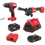 SKIL HD6280 аккумуляторная ударная дрель-шуруповерт с аккумуляторной УШМ SKIL AG2990, ЗУ SC0060 (60W), АКБ BY5197 (2 Ач), АКБ BY5196 (4 Ач) и сумкой в комплекте 9-1-036