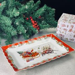 Lenardi 205-303 Прямоугольное блюдо 30,5см НОВЫЙ ГОД в под.уп.(х12)Фарфор