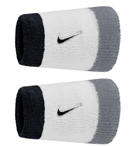 Теннисные напульсники Nike Swoosh Double-Wide 2P - white/cool grey/black