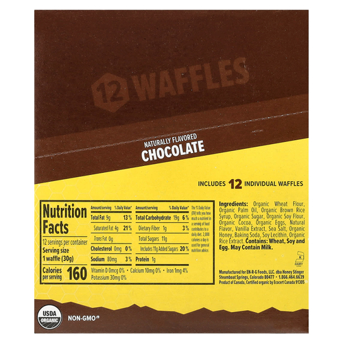 Honey Stinger, Energy Waffle, шоколад, 12 пакетиков, 30 г (1,06 унции)