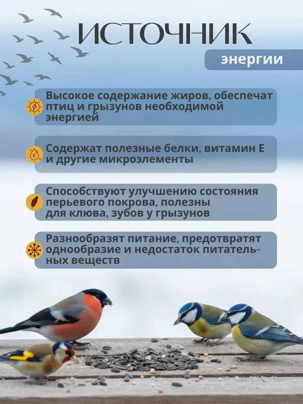 Семена подсолнечника для птиц сырие неочищенные 1 кг