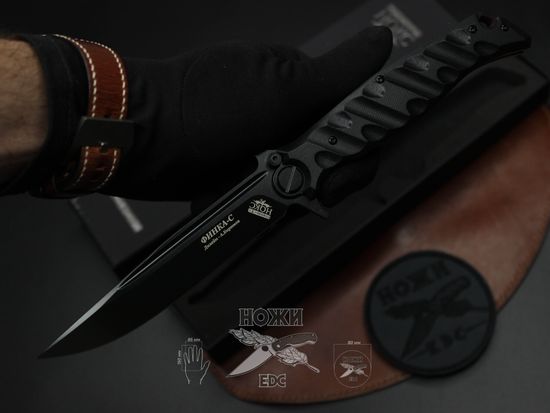 Складной нож НОКС Финка С Black 342-709406 c клинком из стали D2, рукоять G10