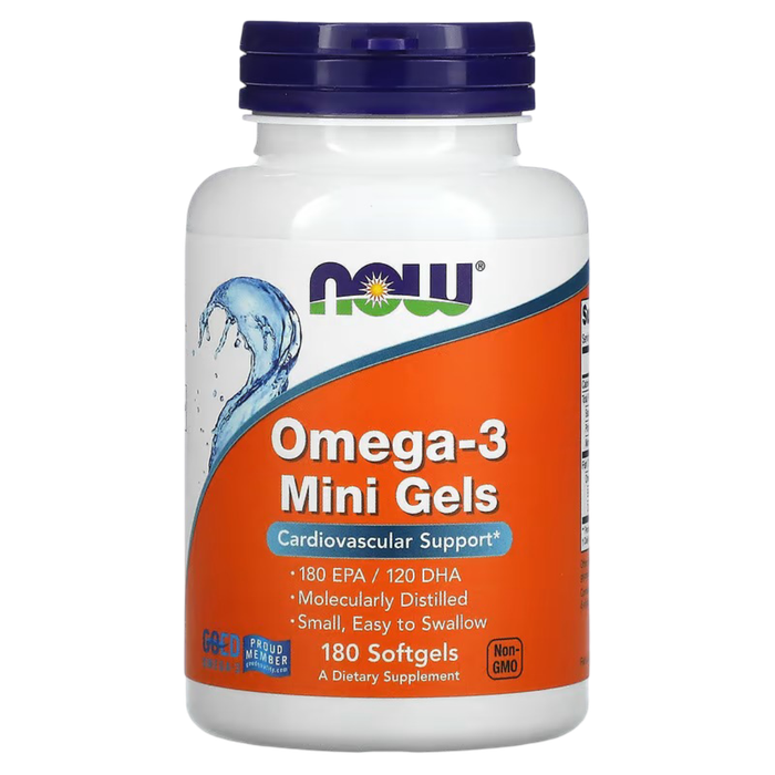 Омега-3 жирные кислоты, NOW Omega-3 Mini Gels, 180 капсул