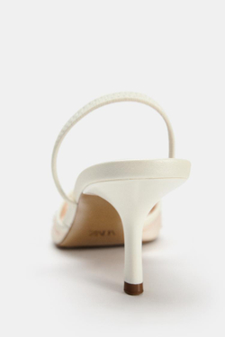 ZARA СЕТЧАТЫЕ ТУФЛИ-МЮЛИ С ВЫШИВКОЙ, БЕЛЫЙ