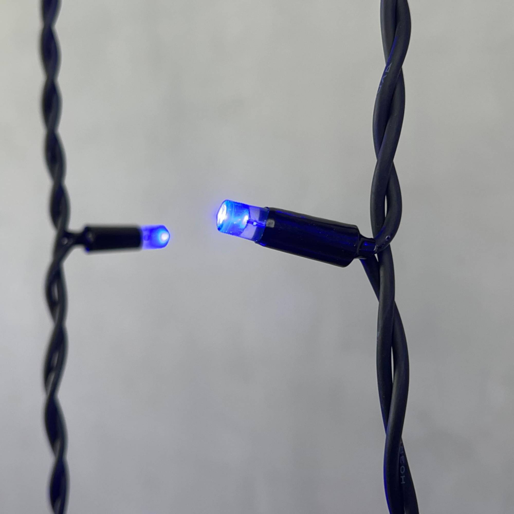 Светодиодная бахрома с колпачком 3,2*0,9 м., 168 синих LED ламп, каучуковый черный провод, LTC (LL168-1-2B)