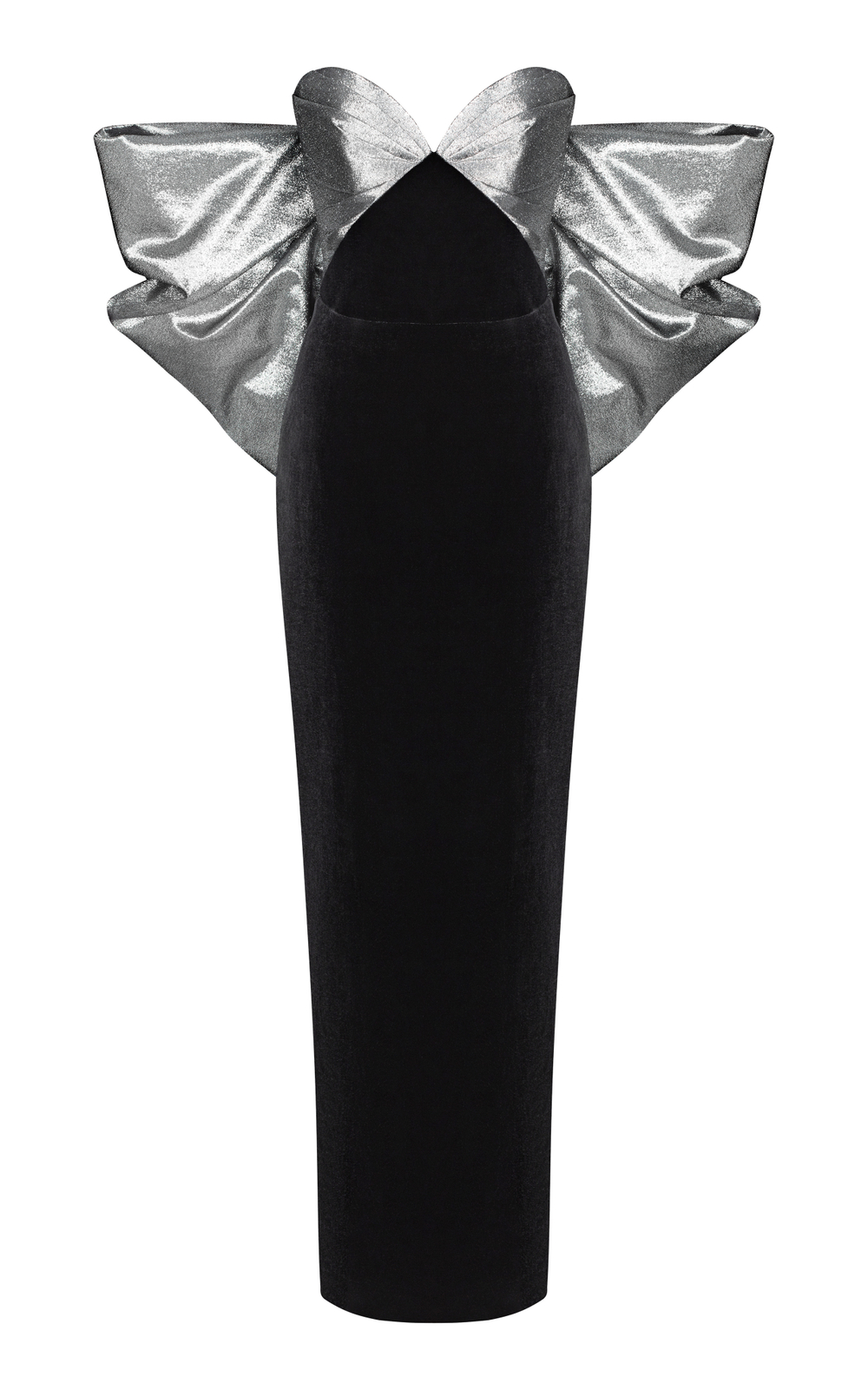 Платье макси корсетное из бархата и люрекса с бантом