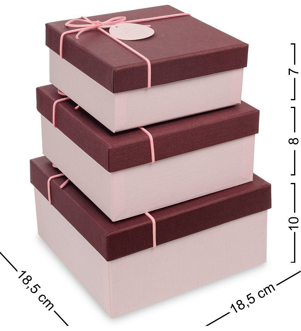 WF-77-A Набор коробок из 3шт «Квадрат» цв.роз./борд.