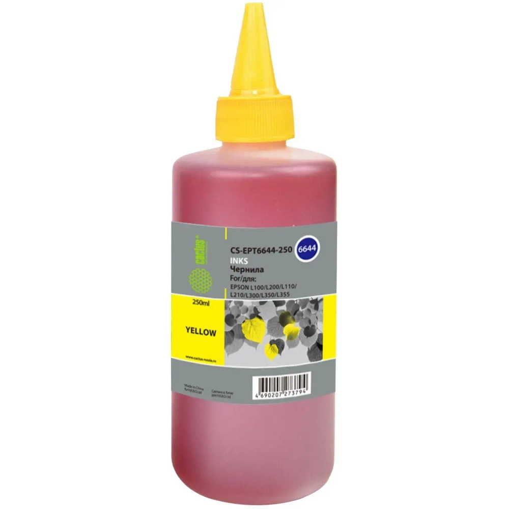 Чернила Cactus CS-EPT6644-250 T6644 жел. 250мл для Epson L100/L200/L300