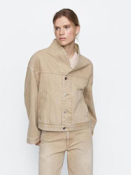 Massimo Dutti Джинсовая куртка из 100% хлопка, пестро-жженый