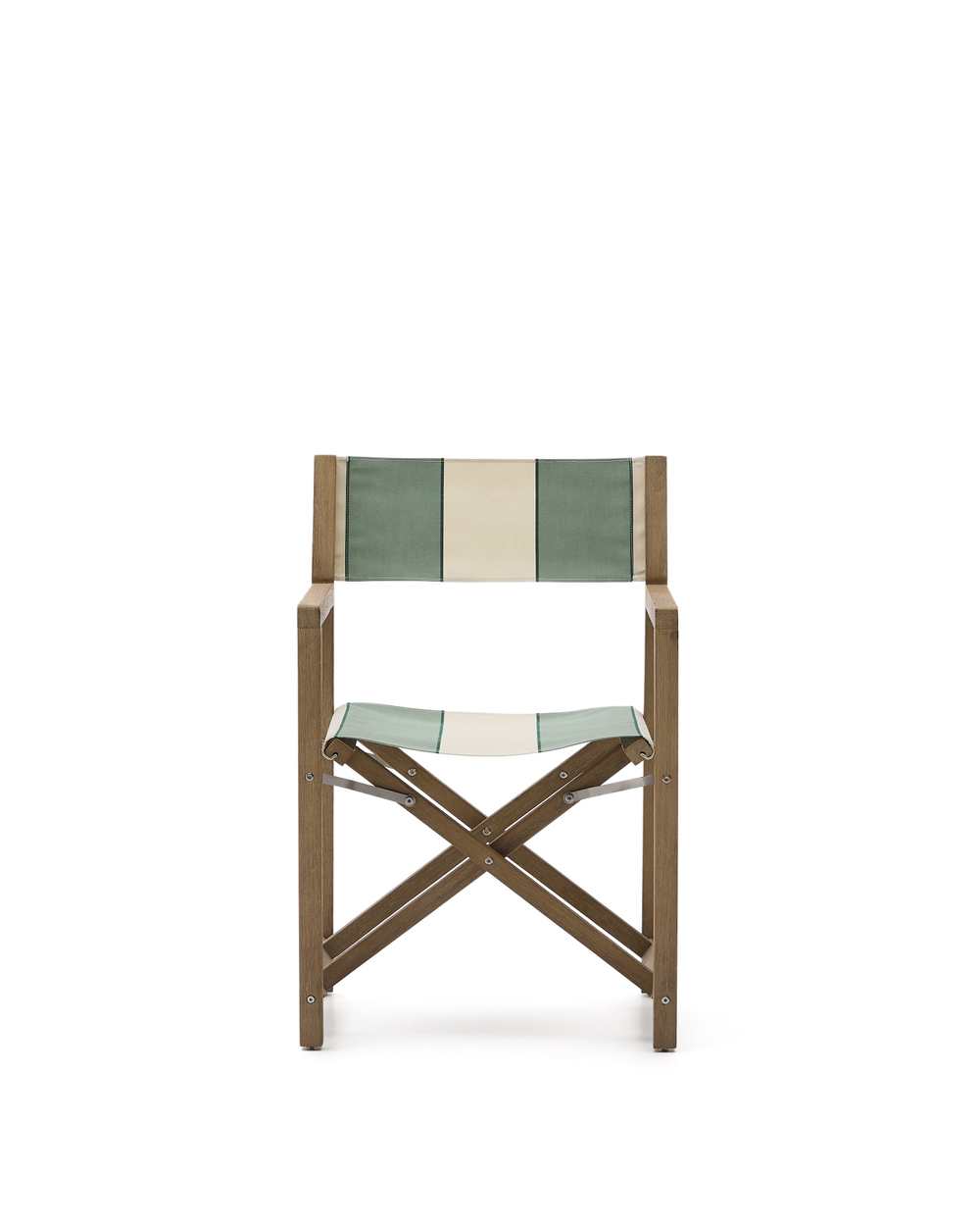 Уличный cкладной стул Vilara в зелёно-бежевую полоску из акации