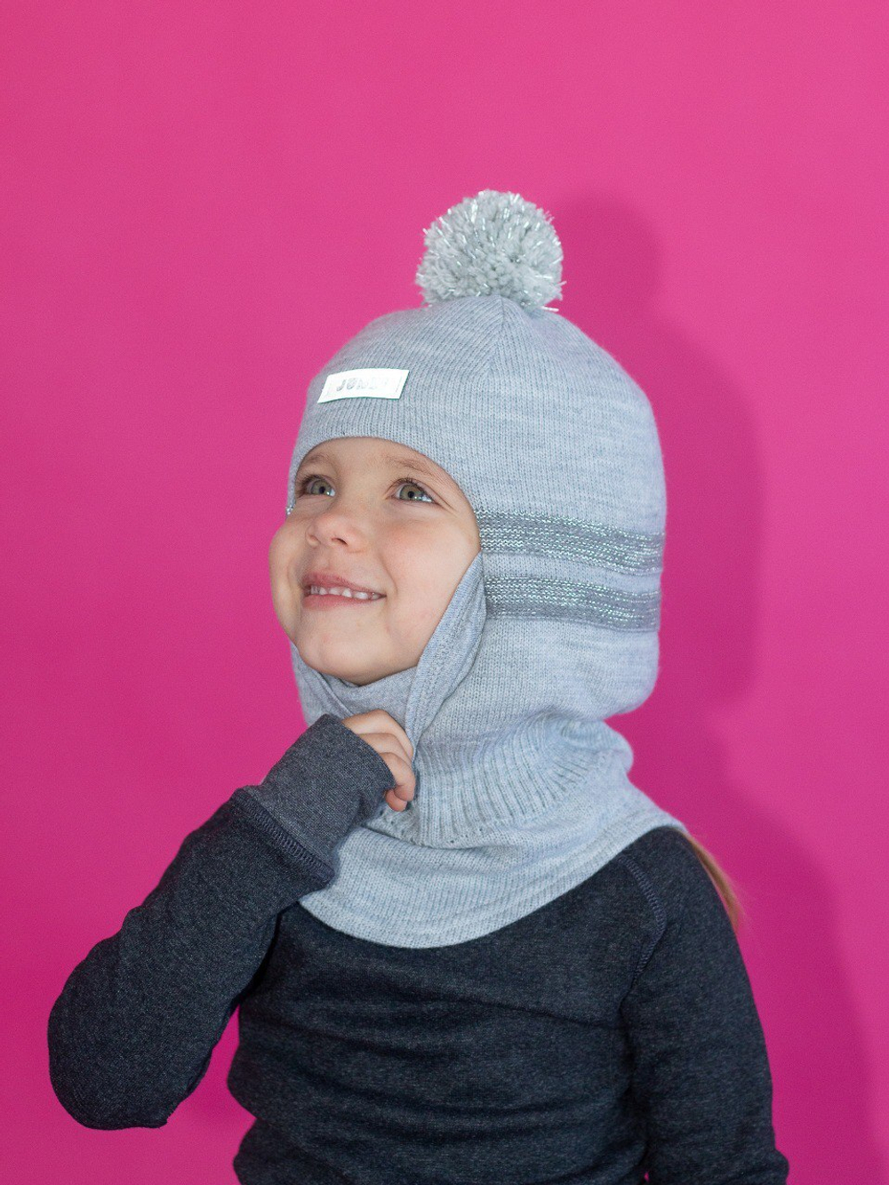 Шлем зимний вязаный (Серый меланж) с маской ГУФ