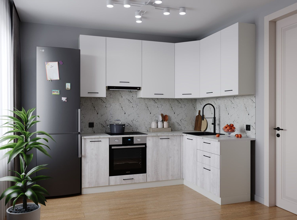 Кухонный гарнитур угловой Изумруд 2200х1600 столешница 26 мм