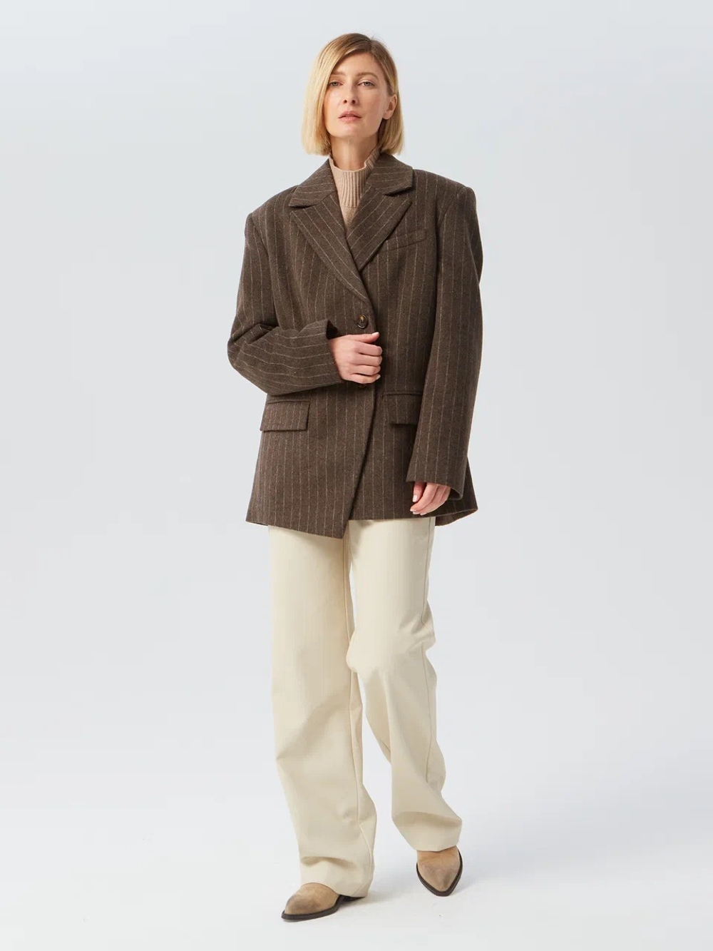 Пальто ассиметрия в полоску