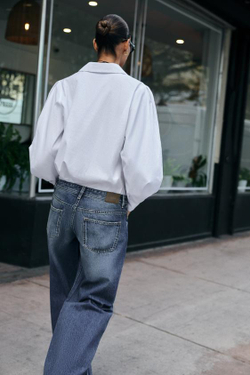 ZARA ДЖИНСЫ Z1975 ПРЯМОГО КРОЯ С НИЗКОЙ ПОСАДКОЙ, СИНИЙ