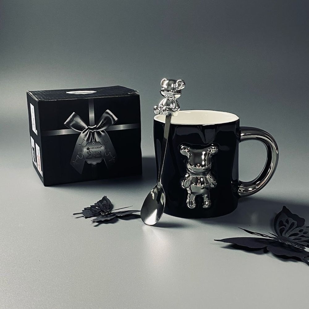 Lenardi 315-068 Кружка 350мл с ложкой в под.уп.(х36)Фарфор