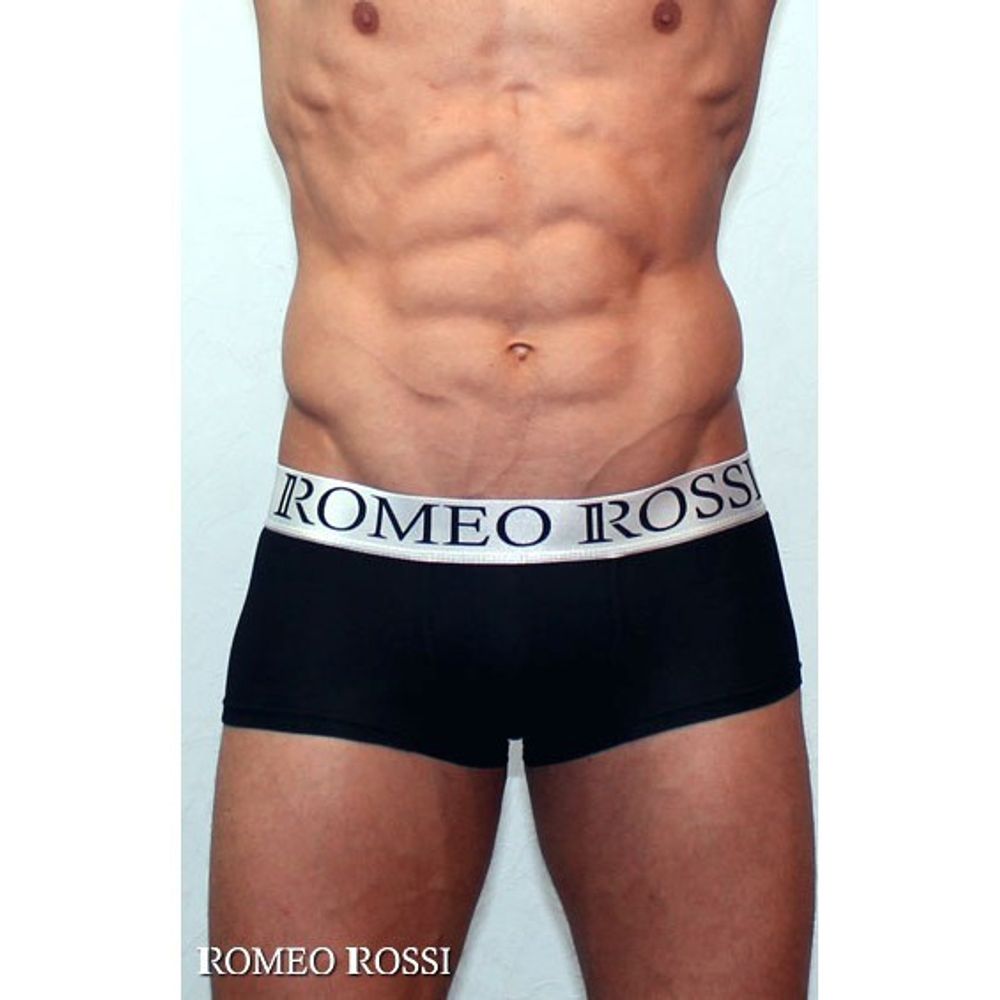 Мужские трусы боксеры черные Romeo Rossi Steel Black Boxer RR00015