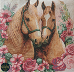 Декоративный гобеленовый чехол для интерьерной подушки Пара гнедых 38*38