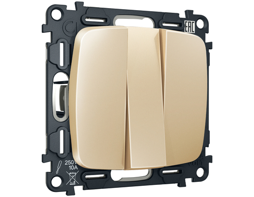 MO605010 Комплект механизма 3-кл выключателя OMEGA Шампань QUANT (OP6050, VM133)