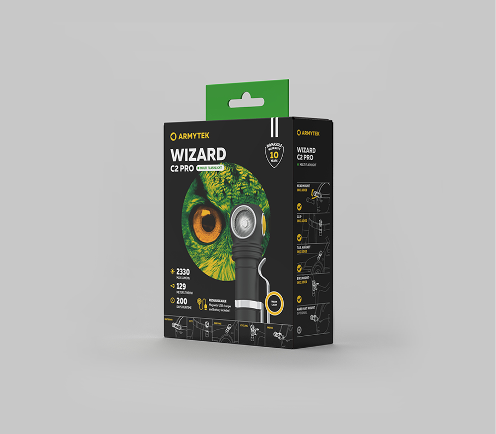 Мультифонарь Armytek F08701W Wizard C2 Pro Magnet USB XHP50.2 (теплый свет, 3 в 1)