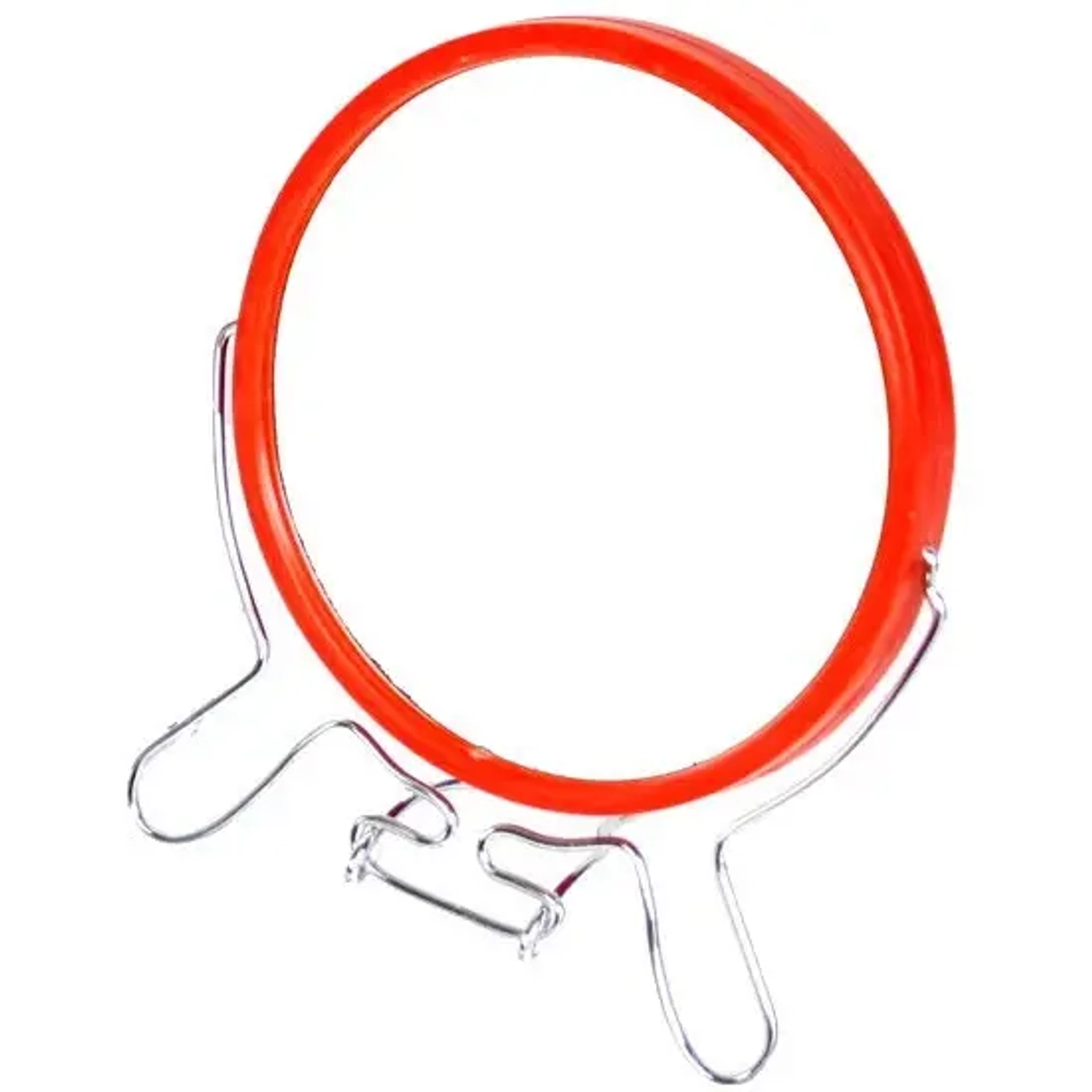 Зеркало настольное в металлической оправе «Практика» круг, подвесное, двухстороннее d-14см