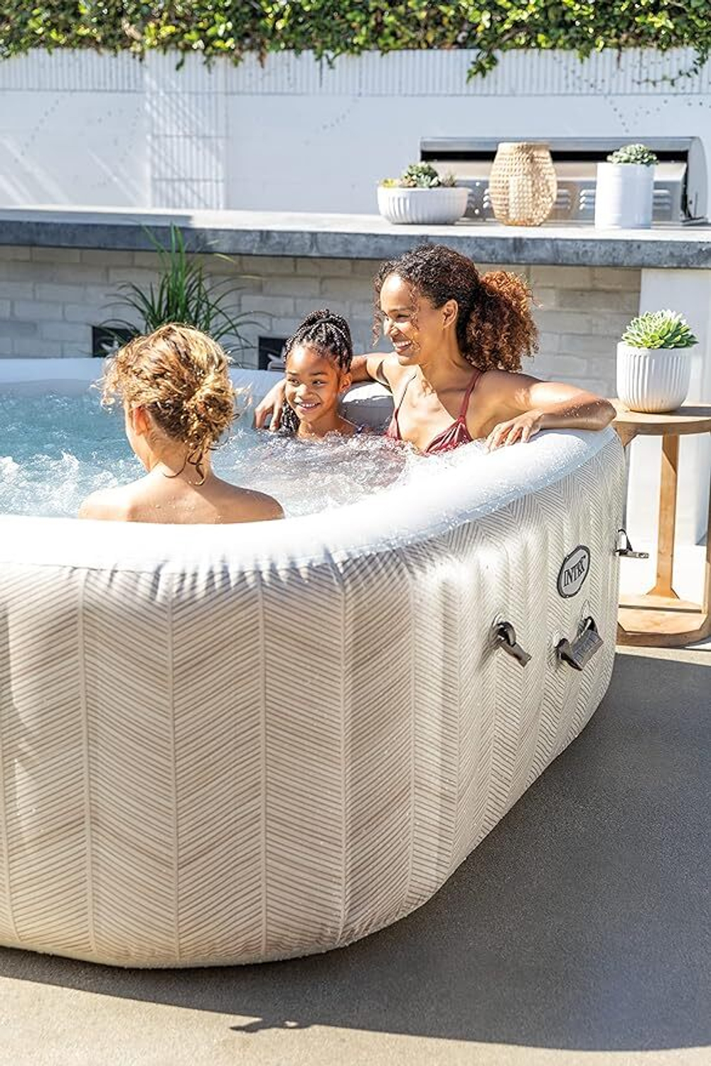 СПА-бассейн Intex PureSpa Chevron Deluxe 145/196х71 см с круговым пузырьковым массажем, хлоргенератор (28472)