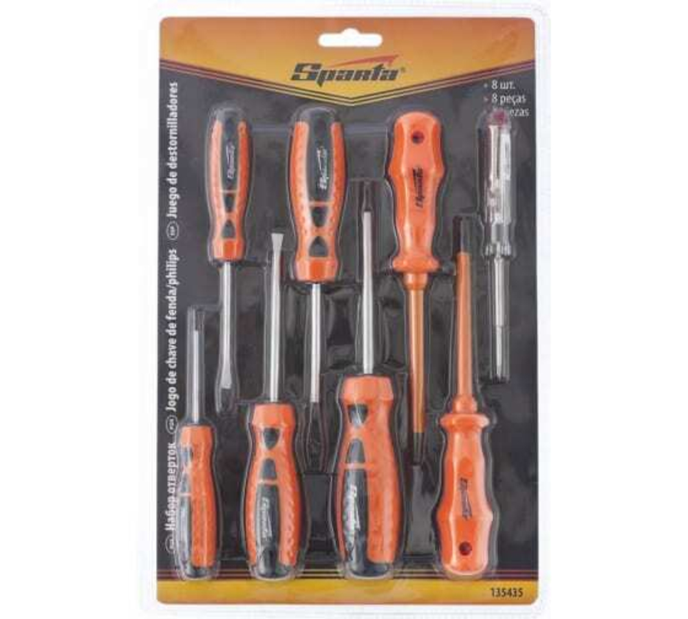 НАБОР ОТВЕРТОК SPARTA ДВУХКОМПОНЕНТНЫЕ РУКОЯТКИ 8ШТ 135435