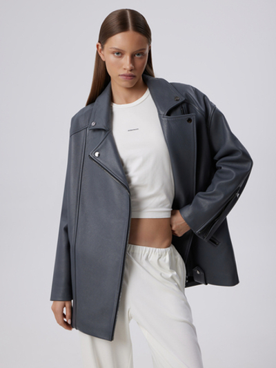 КУРТКА КОЖАНАЯ BIG OVERSIZE (GREY)