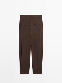 Massimo Dutti Брюки-саруэль с пуговицами, коричневый