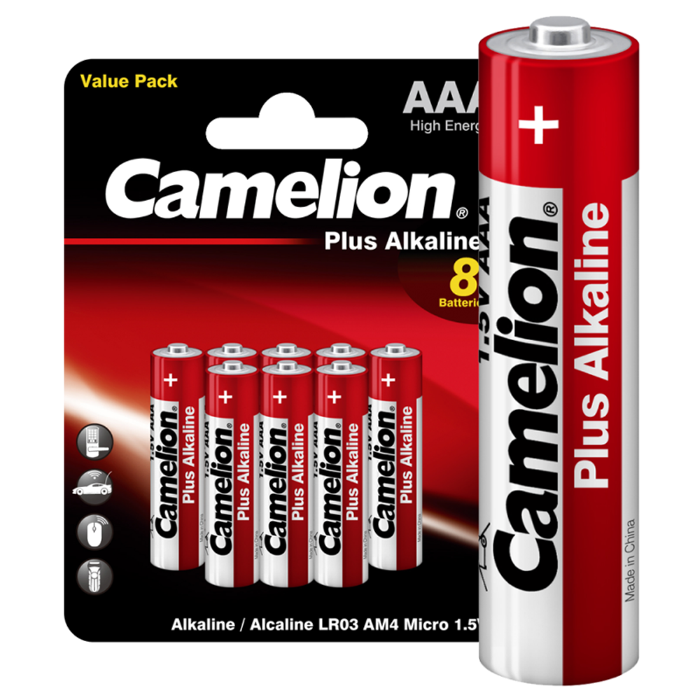Элемент питания алкалиновый AAA/LR03 1.5В Plus Alkaline LR03-BP8 BL-8 (блист.8шт) Camelion 14134 Элемент питания алкалиновый AAA/LR03 1.5В Plus Alkaline LR03-BP8 BL-8 (блист.8шт) Camelion 14134