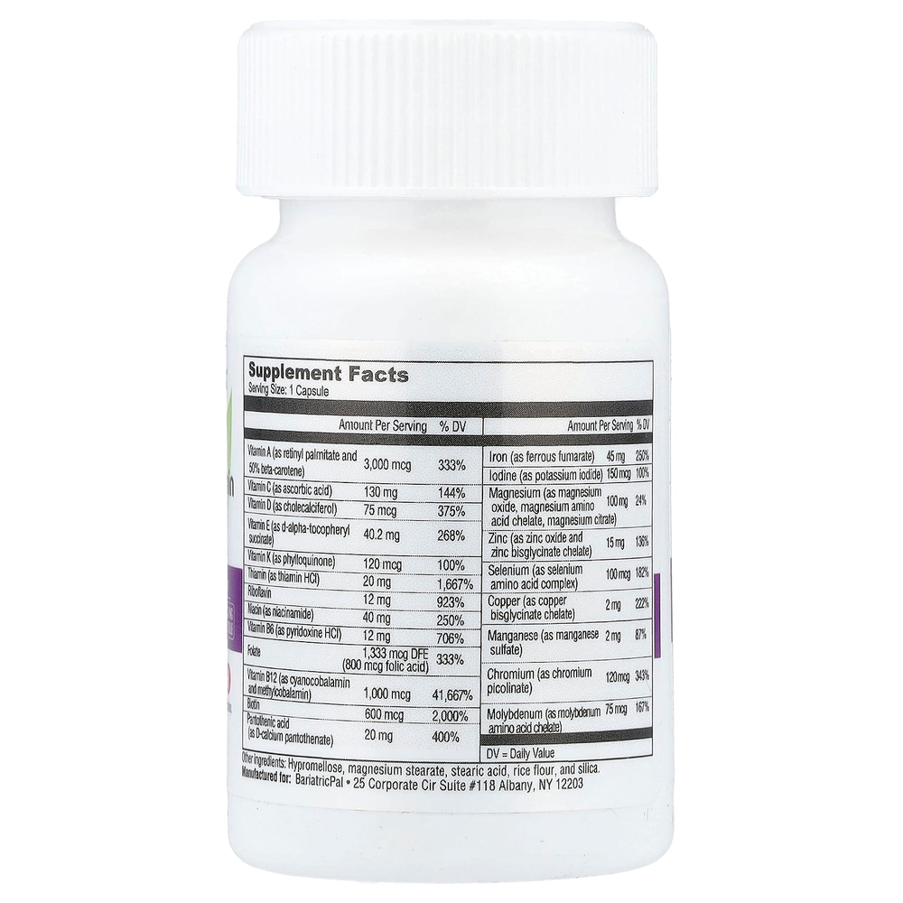 BariatricPal, мультивитамины с железом, 30 капсул