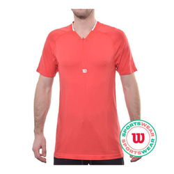 Мужское теннисное поло Wilson Players Seamless Zip Henley 2.0 - красный