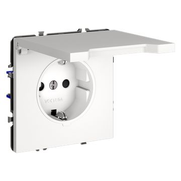 Розетка встраиваемая VOLTUM S70 с заземлением, защитными шторками и крышкой 16А, (белый матовый)