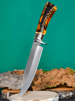 Тактический нож кованый туристический Кизлярский с ножнами Коричневый