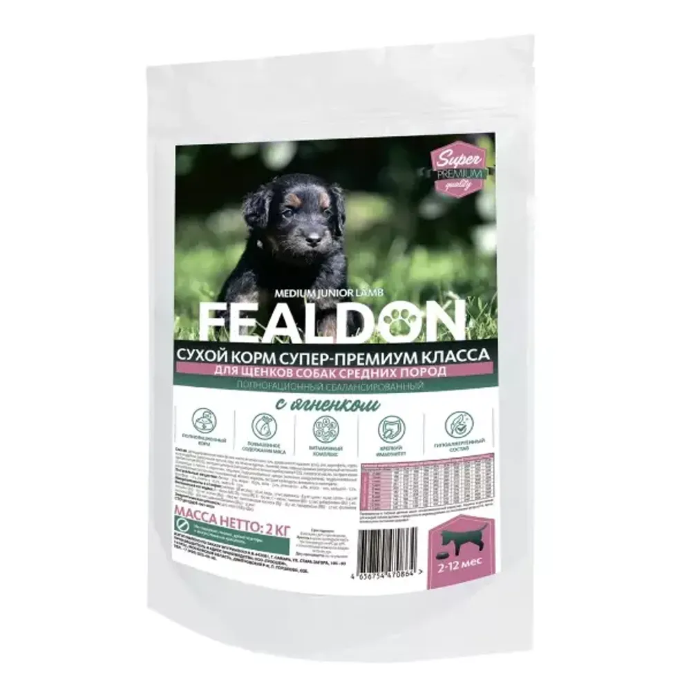 Сухой корм Fealdon Medium Junior Lamb для щенков собак средних пород, с ягненком Сухой корм Fealdon Medium Junior Lamb для щенков собак средних пород, с ягненком