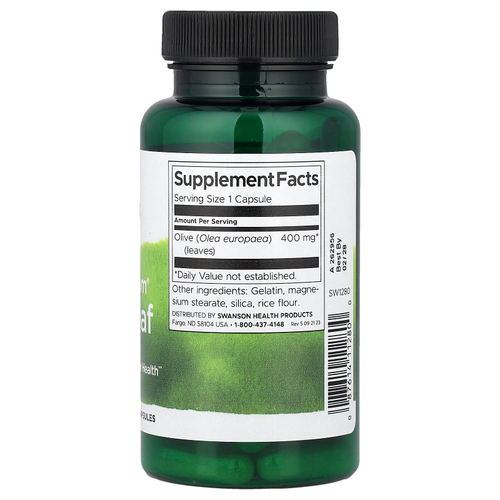Swanson Vitamins, Full Spectrum®, листья оливкового дерева, 400 мг, 60 капсул