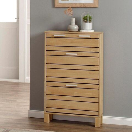 Тумба для обуви 2 двери 1 ящик Джосси из массива сосны, бежевый