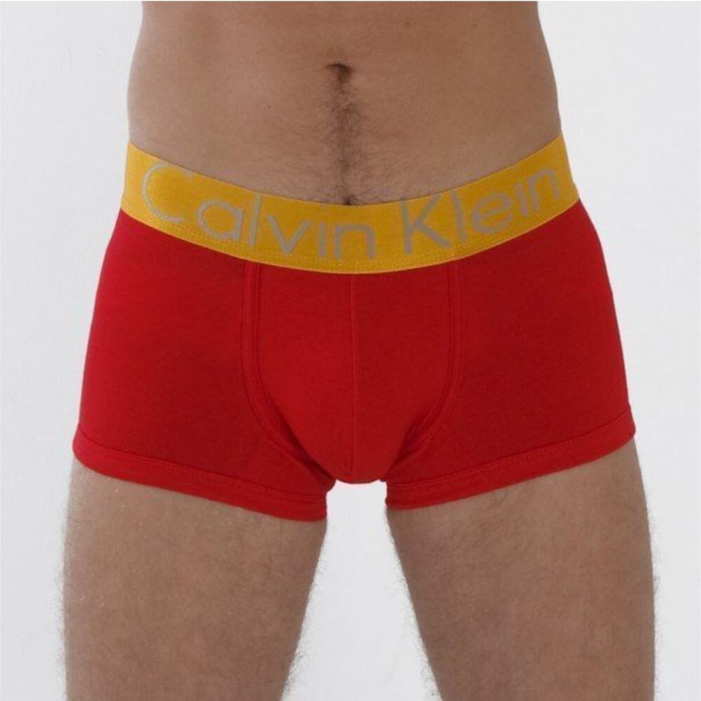 Мужские трусы боксеры красные с золотистой резинкой Calvin Klein Steel Golden Red