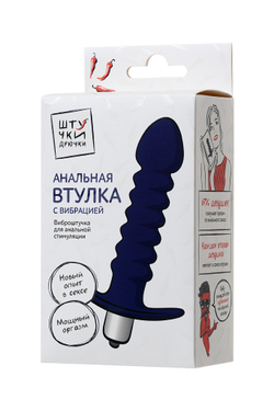 Анальный вибратор Штучки-Дрючки, фиолетовый, силикон, 14 см