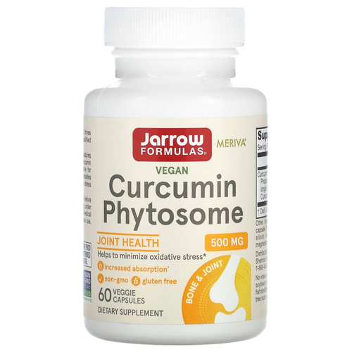 Jarrow Formulas, фитосомы куркумина, 500 мг, 60 вегетарианских капсул