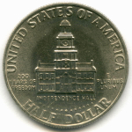 1/2 доллара 1976 (без знака - Philadelphia). США. 200-летие Декларации независимости. Медь с медно-никелевым покрытием XF-AU