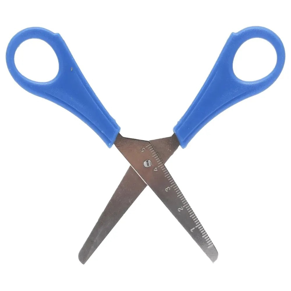 Ножницы канцелярские детские 13 см, 3 шт, с линейкой на лезвии, MC-Basir, набор ножниц с закругленными концами для резки бумаги, картона и рукоделия, длина лезвия 6 см