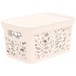 Корзина с крышкой Leaves 10л 333х174мм (молочный) (комплект 12 шт)