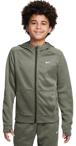 Детская теннисная толстовка Nike Kids Therma-FIT Full-Zip Hoodie - cargo khaki/white - Green